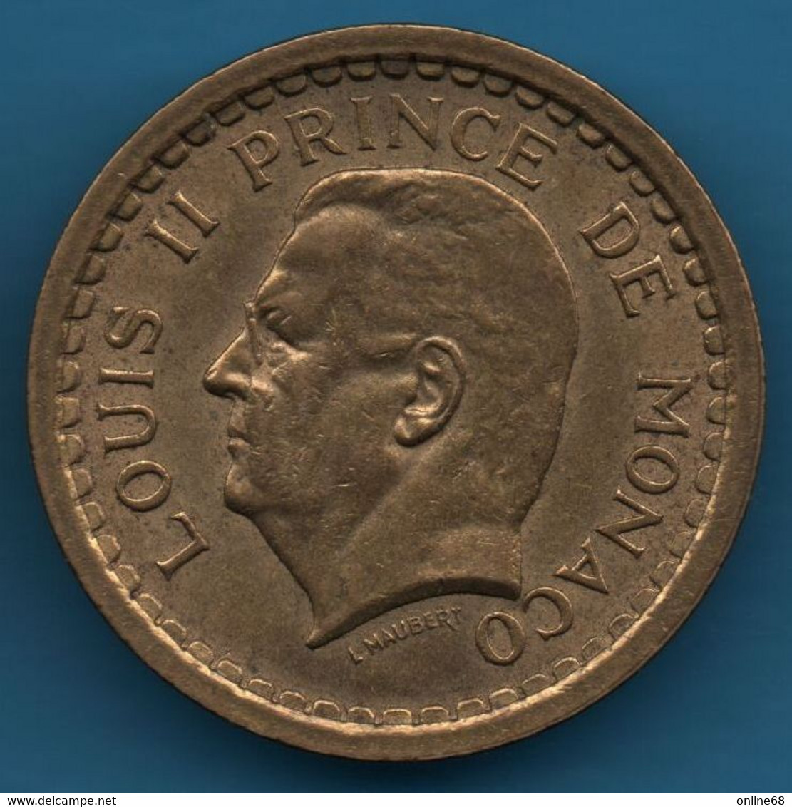 MONACO 2 FRANCS 1945 KM# 121a LOUIS II PRINCE DE MONACO - 1922-1949 Louis II.