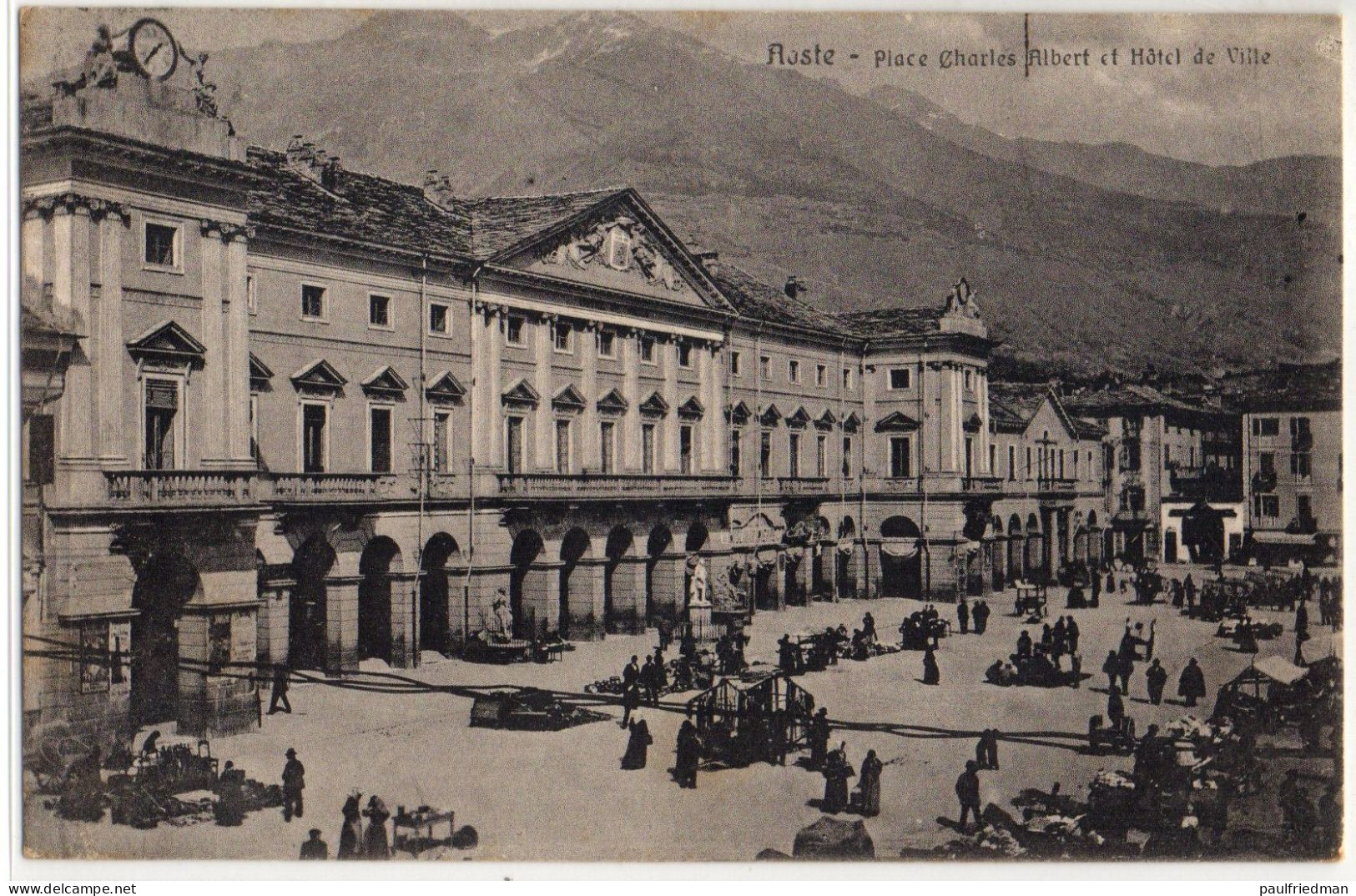 Aosta - Piazza Carlo Alberto E Hotel De Ville - Viaggiata 1917 - Aosta