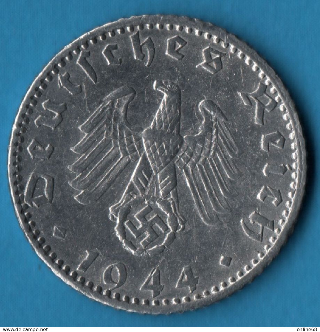 DEUTSCHES REICH 50 REICHSPFENNIG 1944 F KM# 96 Svastika - 50 Reichspfennig