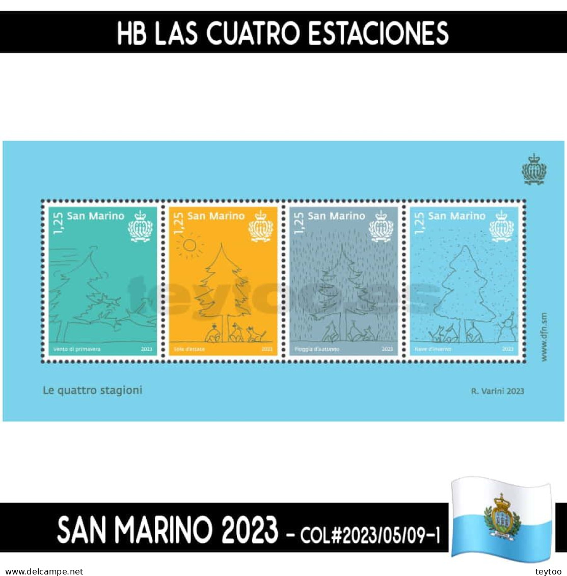 B0931# San Marino 2023. HB Las Cuatro Estaciones (MNH) COL#5/9 - Nuevos