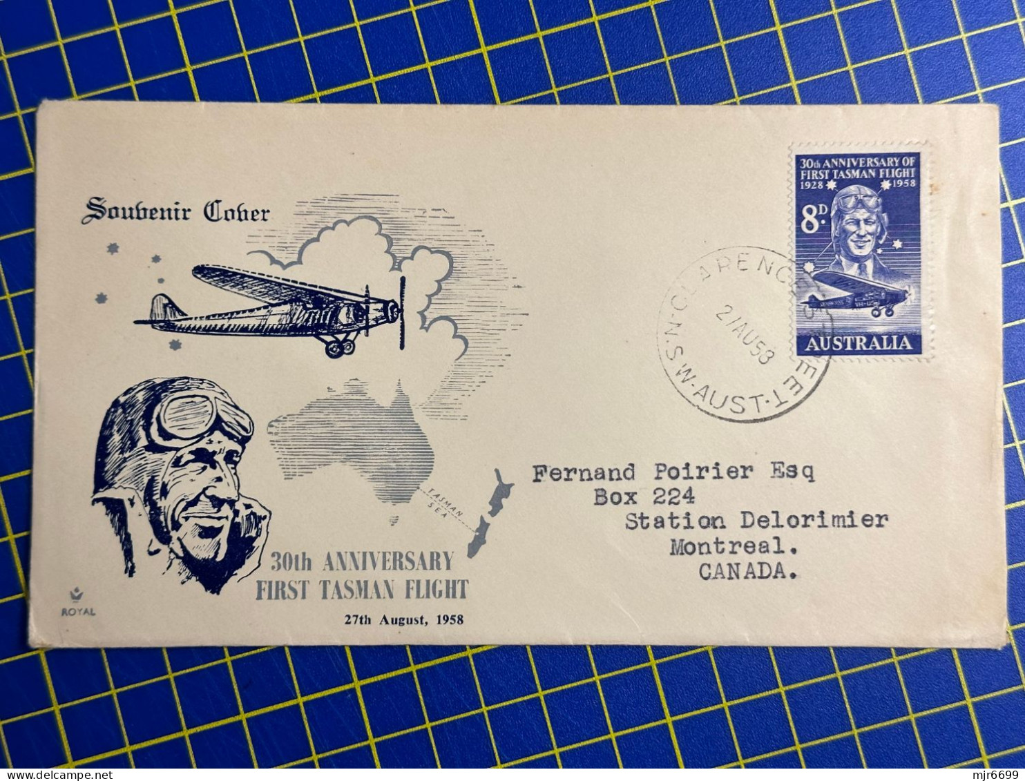 1958 - 30TH ANNIVERSARY FIRST TASMAN FLIGHT - Cartas & Documentos