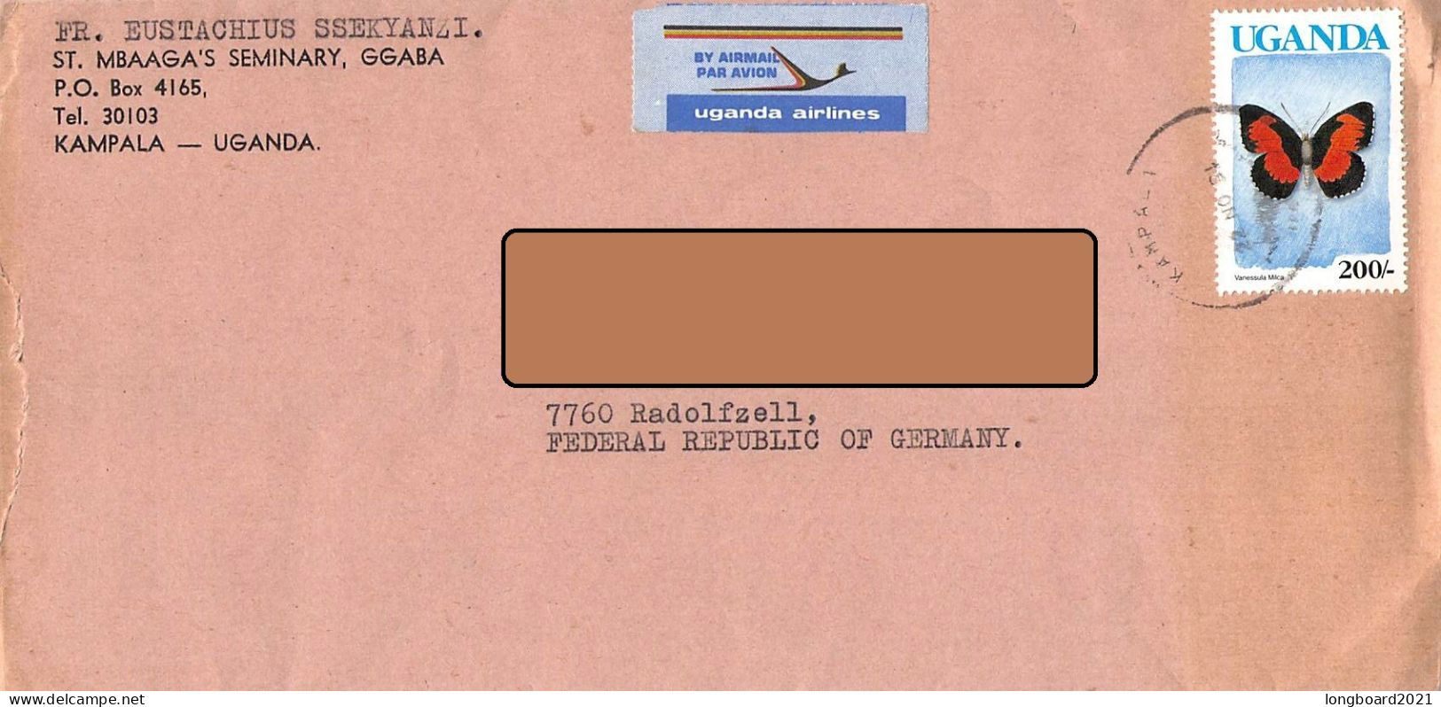 UGANDA - AIRMAIL KAMPALA 1991? > RADOLFZELL/DE / *343 - Uganda (1962-...)