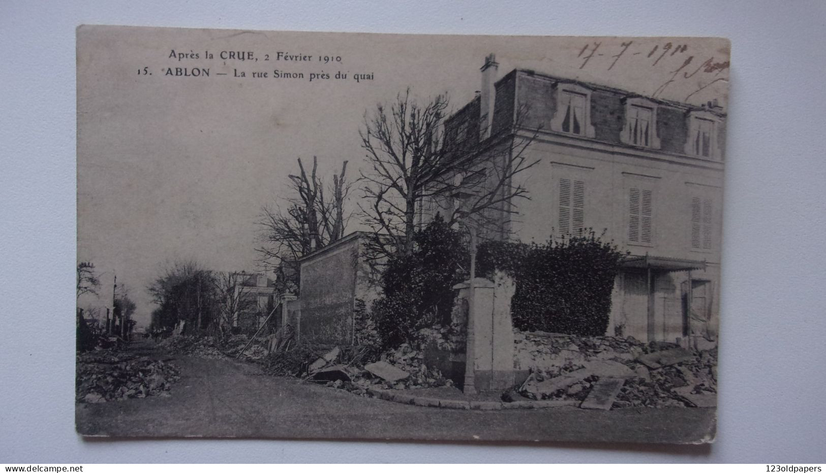 ️ 94  ABLON APRES LA CRUE 2 FEVRIER 1910 LA RUE SIMON PRES DU QUAI - Ablon Sur Seine