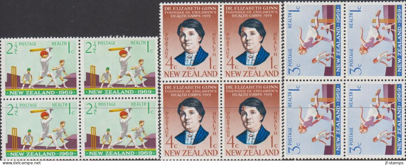 1969. New Zealand. HEALTH Complete Set In 4-blocks Never Hinged.  (MICHEL 504-506) - JF534520 - Storia Postale