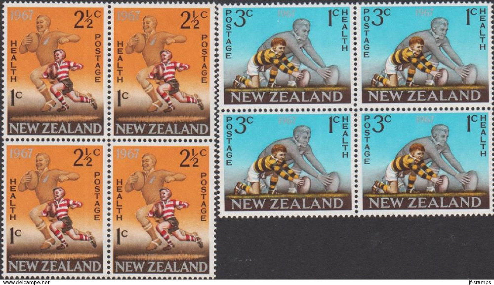 1967. New Zealand. HEALTH Complete Set In 4-blocks Never Hinged.  (MICHEL 475-476) - JF534525 - Covers & Documents