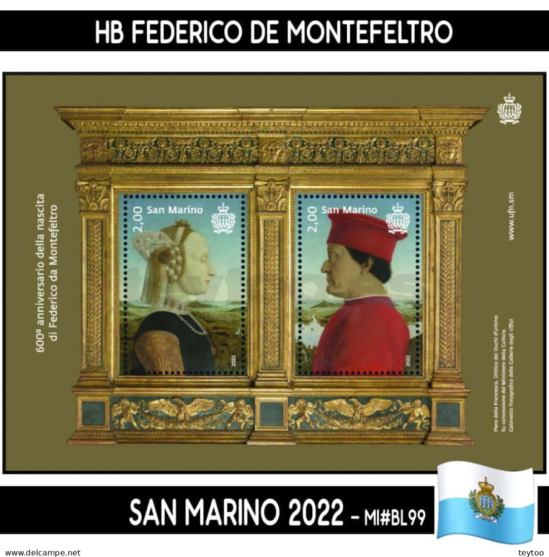B0933# San Marino 2022. HB Federico De Montefeltro (MNH) MI#BL99 - Nuevos