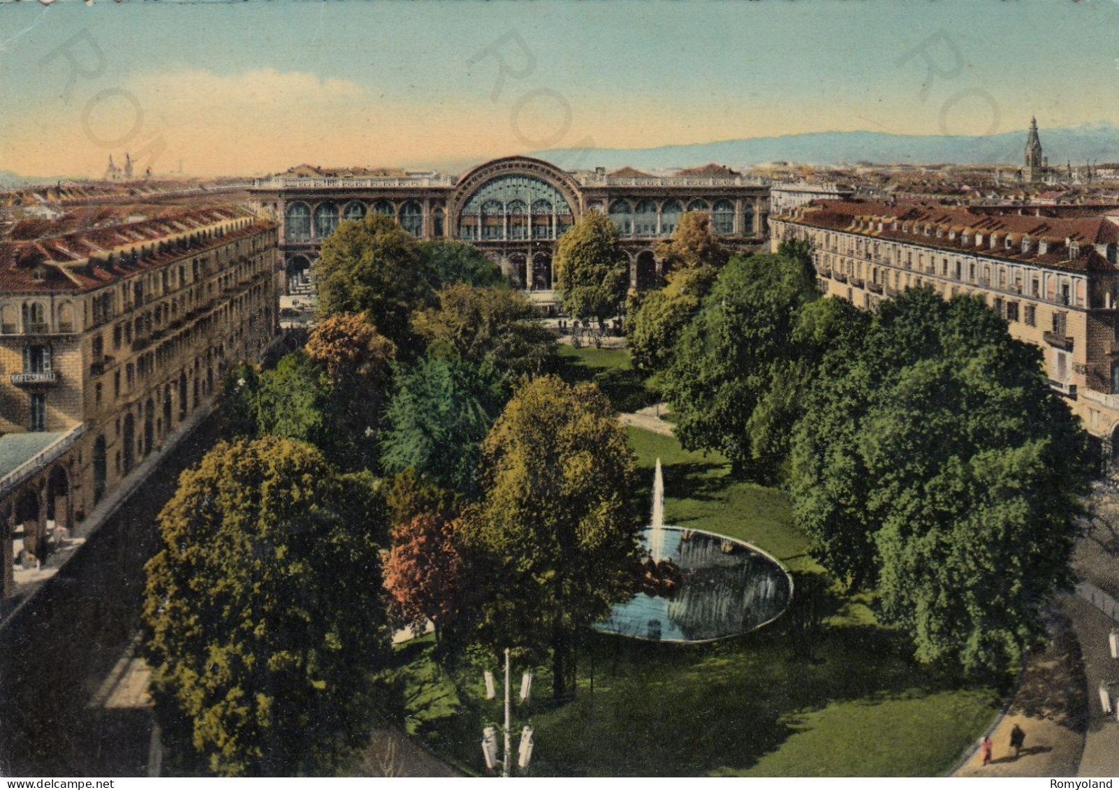 CARTOLINA  TORINO,PIEMONTE-STAZIONE DI PORTA NUOVA E GIARDINI-MEMORIA,CULTURA,RELIGIONE,BELLA ITALIA,VIAGGIATA 1957 - Stazione Porta Nuova