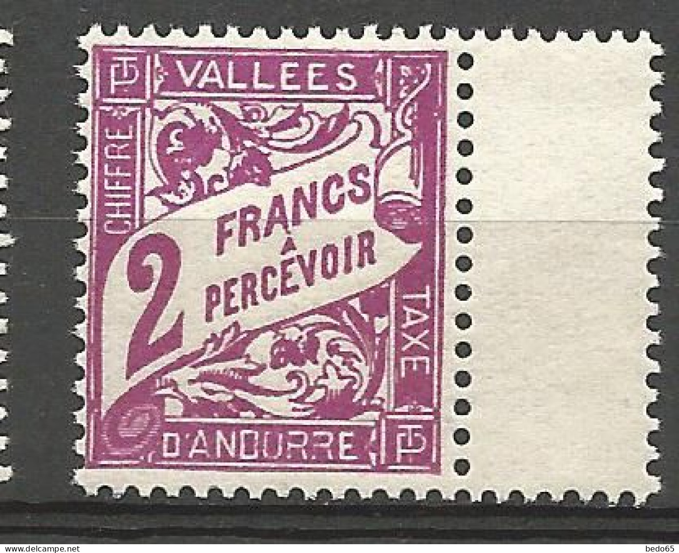 ANDORRE TAXE N° 19 NEUF** LUXE SANS CHARNIERE / Hingeless - Unused Stamps