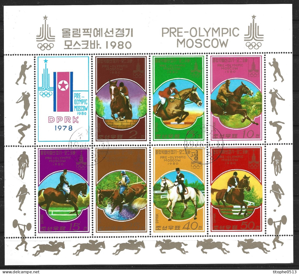 DPR KOREA. Feuillet Oblitéré De 1978. Equitation Aux J.O. De Moscou. - Springreiten