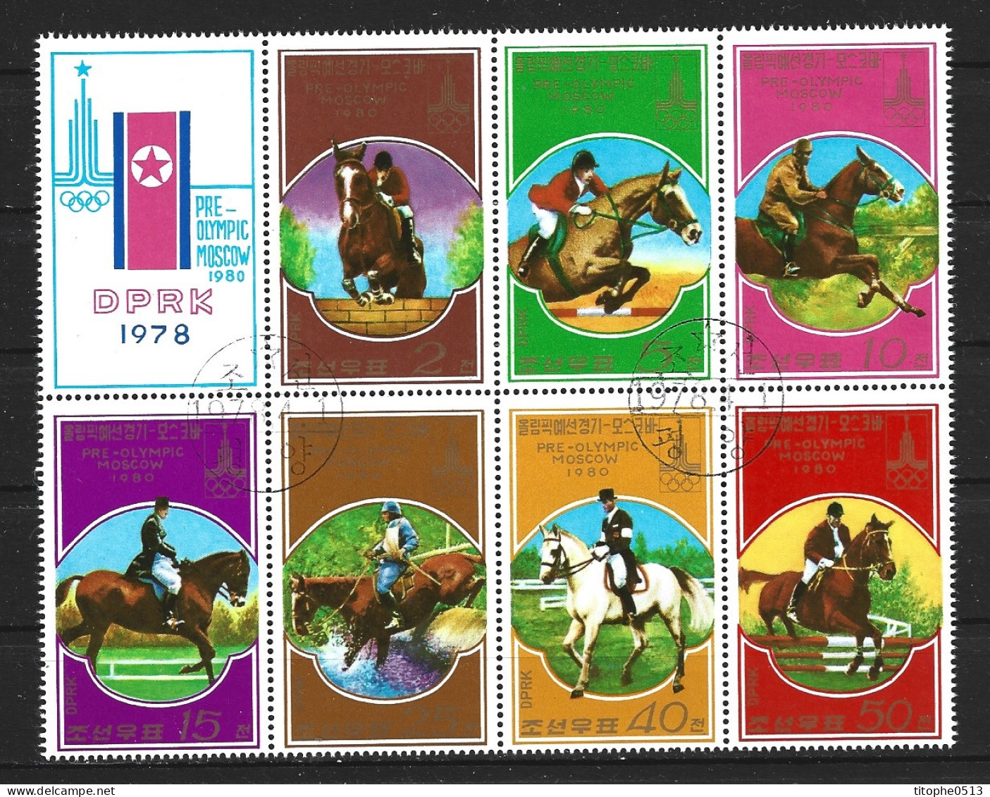 DPR KOREA. Timbres Oblitérés De 1978. Equitation Aux J.O. De Moscou. - Salto