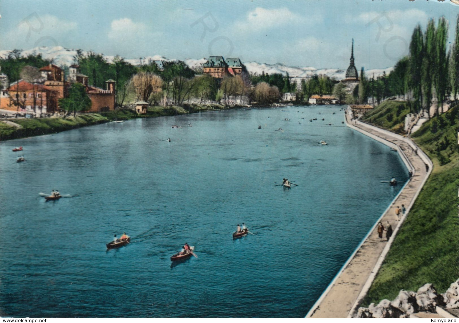 CARTOLINA  TORINO,PIEMONTE-PASSEGGIATA LUNGO PO-STORIA,MEMORIA,CULTURA,RELIGIONE,IMPERO,BELLA ITALIA,VIAGGIATA 1955 - Fiume Po