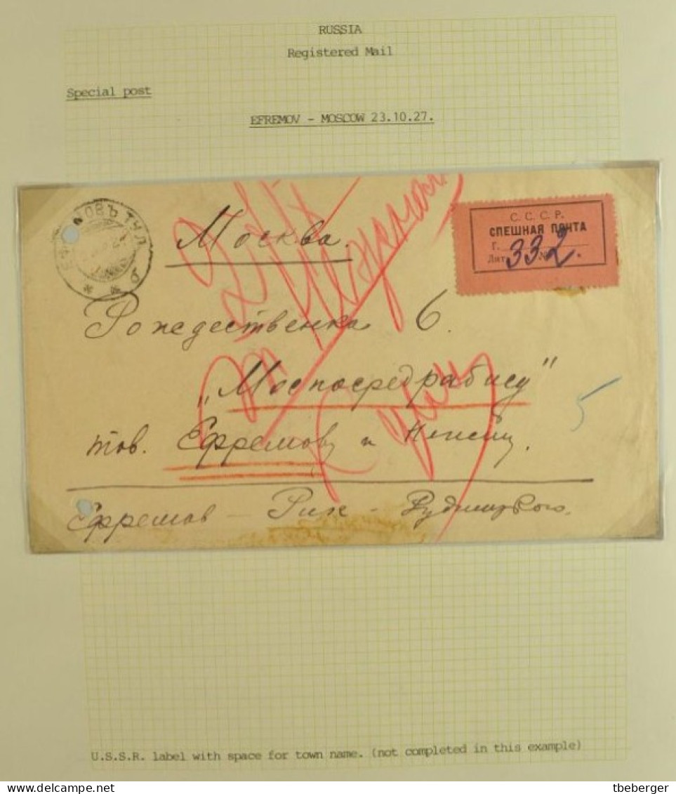 Russia USSR 1927 Special Post Express Mail EFREMOV To MOSCOW Cover, Ex Miskin (33) - Lettres & Documents