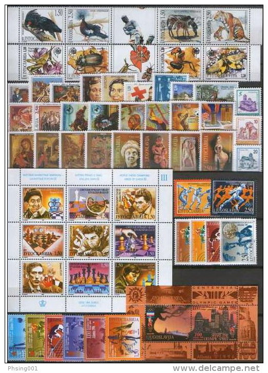 Yugoslavia 1996, Europa, Olympic Games Atlanta USA, Insects, Horses, Chess, Complete Year, MNH - Komplette Jahrgänge