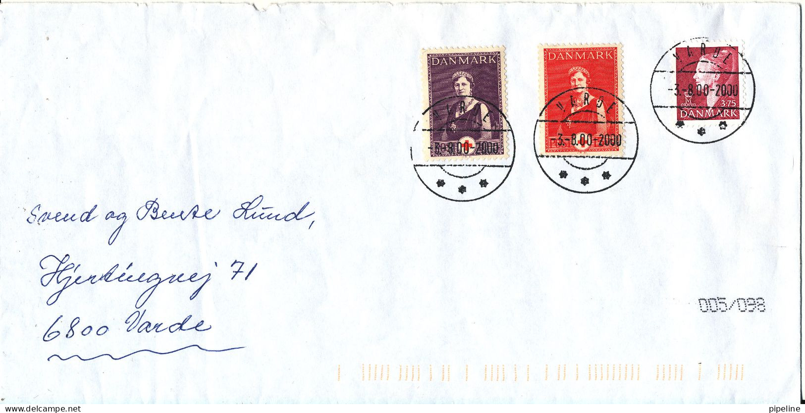 Denmark Cover 3-8-2000 With Some Older Danish Stamps The Flap On The Backside Of The Cover Is Missing - Covers & Documents