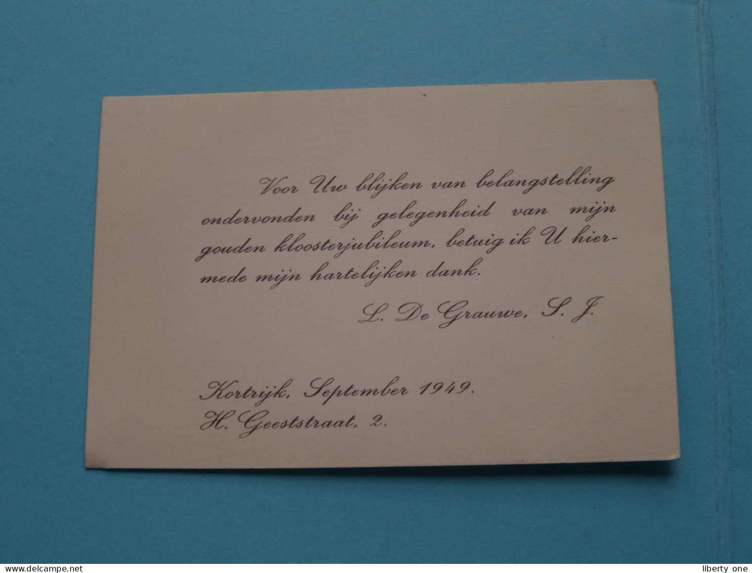 L. De GRAUWE ( Gouden Kloosterjubileum ) September 1949 ( H. Geeststraat 2 - Kortrijk ) ( Zie / Voir SCAN ) CDV ! - Visiting Cards
