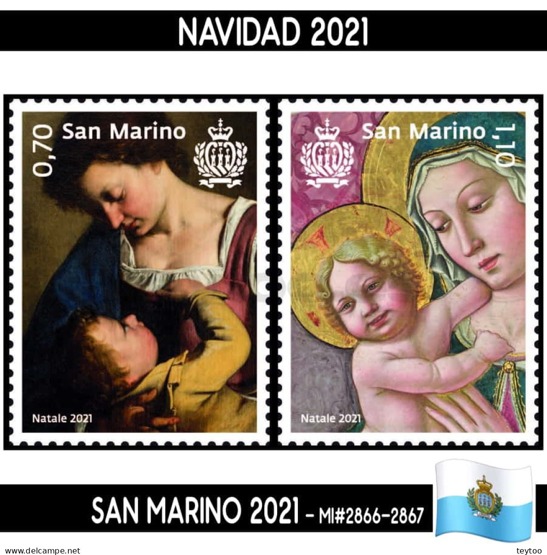 B0934# San Marino 2021. Navidad (MNH) MI#2866-2867 - Nuovi