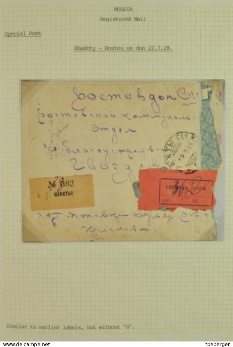 Russia USSR 1928 Special Post Express Mail SHAKHTY To ROSTOV, Ex Miskin (40) - Lettres & Documents