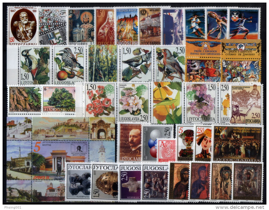 Yugoslavia 1997, Europa, Tennis, Singing Birds, Flowers, Icones, Complete Year, MNH - Annate Complete