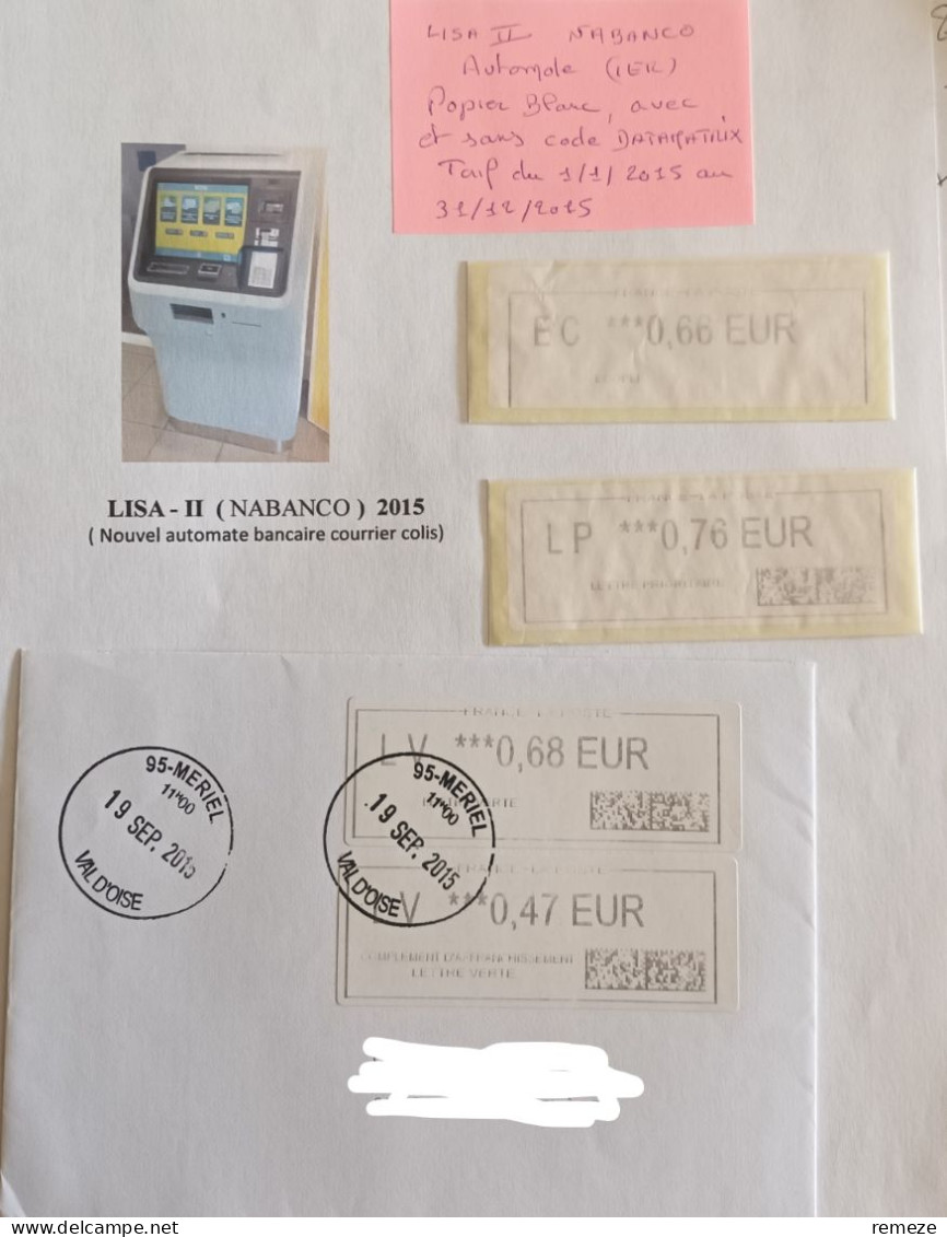 2015 ( Nabanco-IER  -  Papier BLANC Avec Et Sans Code Datamatrix - Enveloppe + 2 Vignettes Vierges ) - 1969 Montgeron – Wit Papier – Frama/Satas