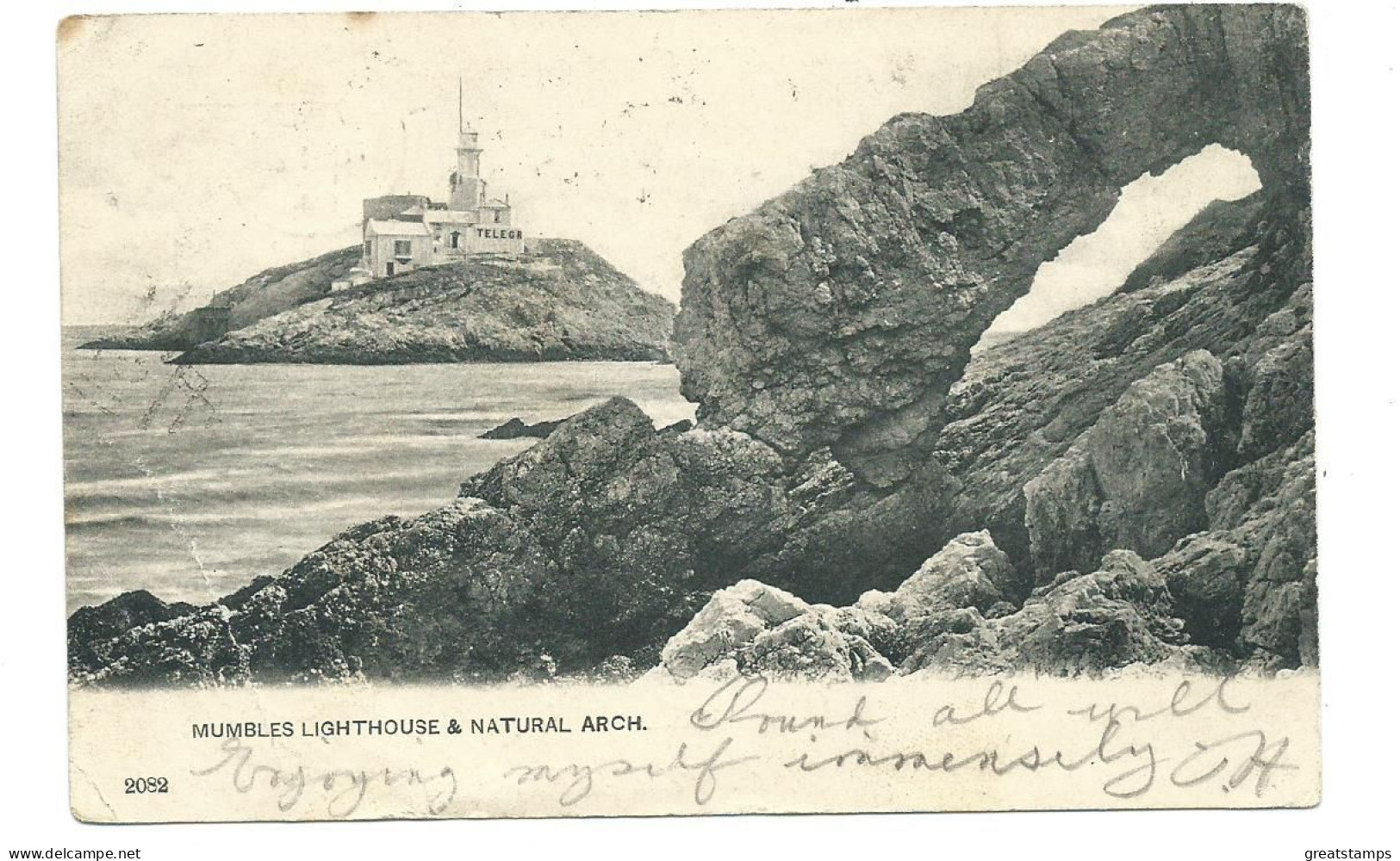 Wales Gower Peninsula Mumbles Lighthouse And Natural Arch  Posted Very Nice Postmarks Duplex Undivided Back - Zu Identifizieren