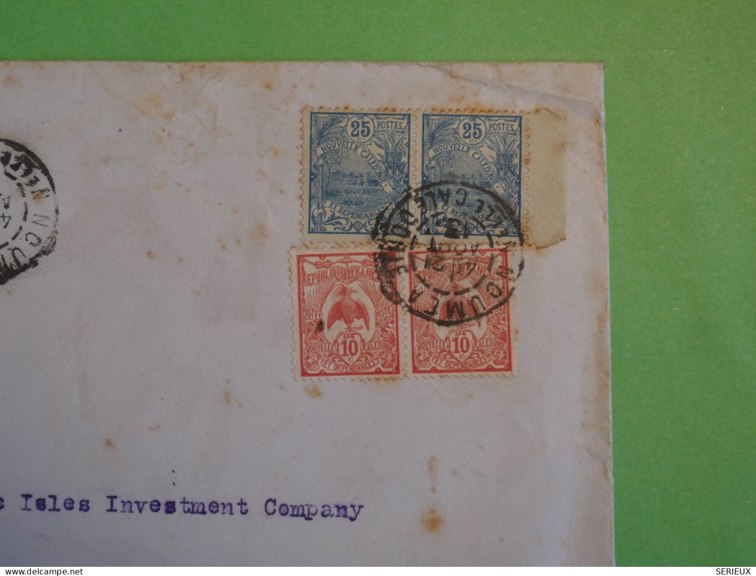 BV4 NOUVELLE CALEDONIE  BELLE  LETTRE RARE  1913  NOUMEA A SYDNEY AUSTRALIA+PAIRES BORD DE FEUILLE ++AFF.INTERESSANT+ - Storia Postale