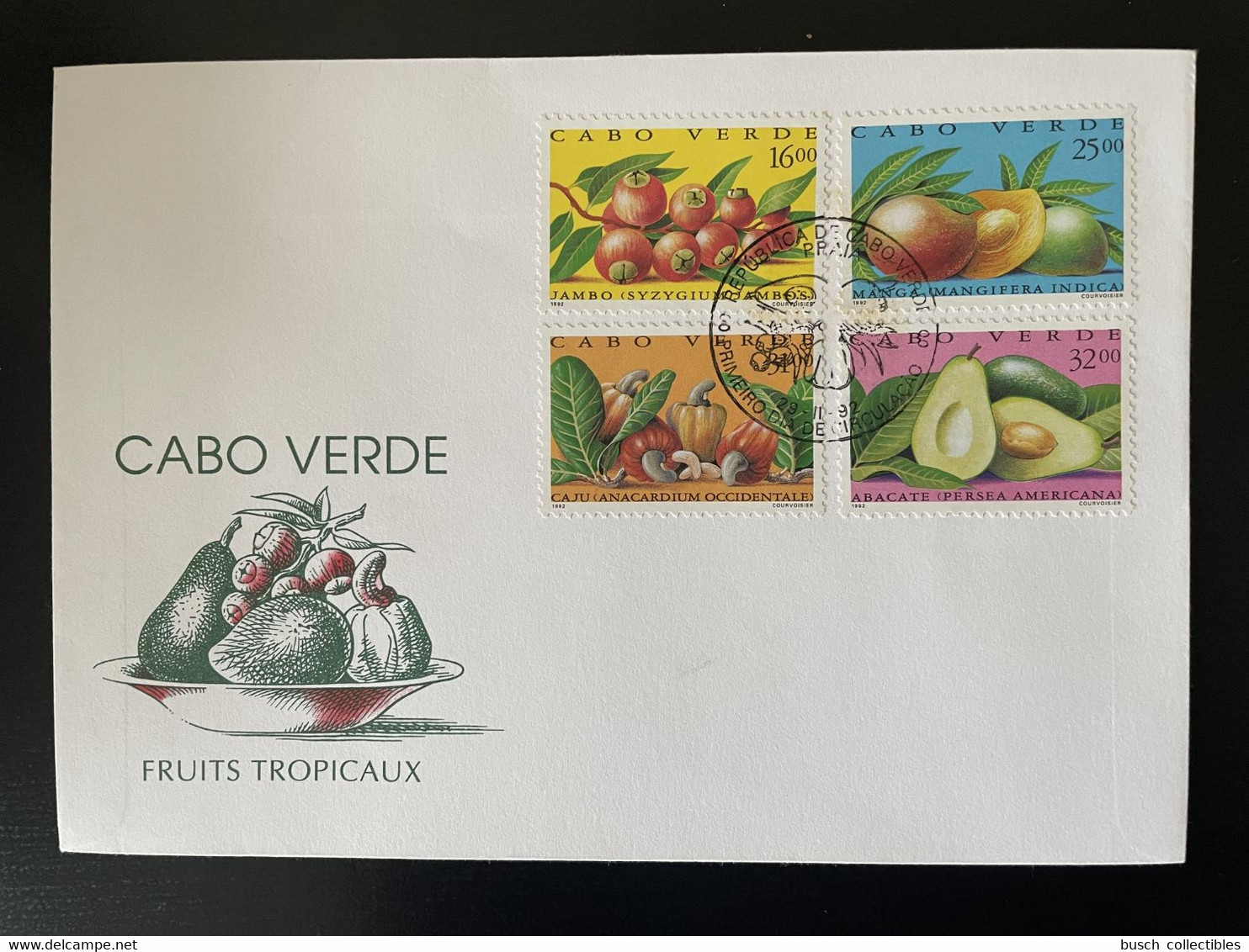 Cape Verde Cabo Verde 1992 Mi. 627 - 630 FDC Fruits Früchte Frutos - Islas De Cabo Verde