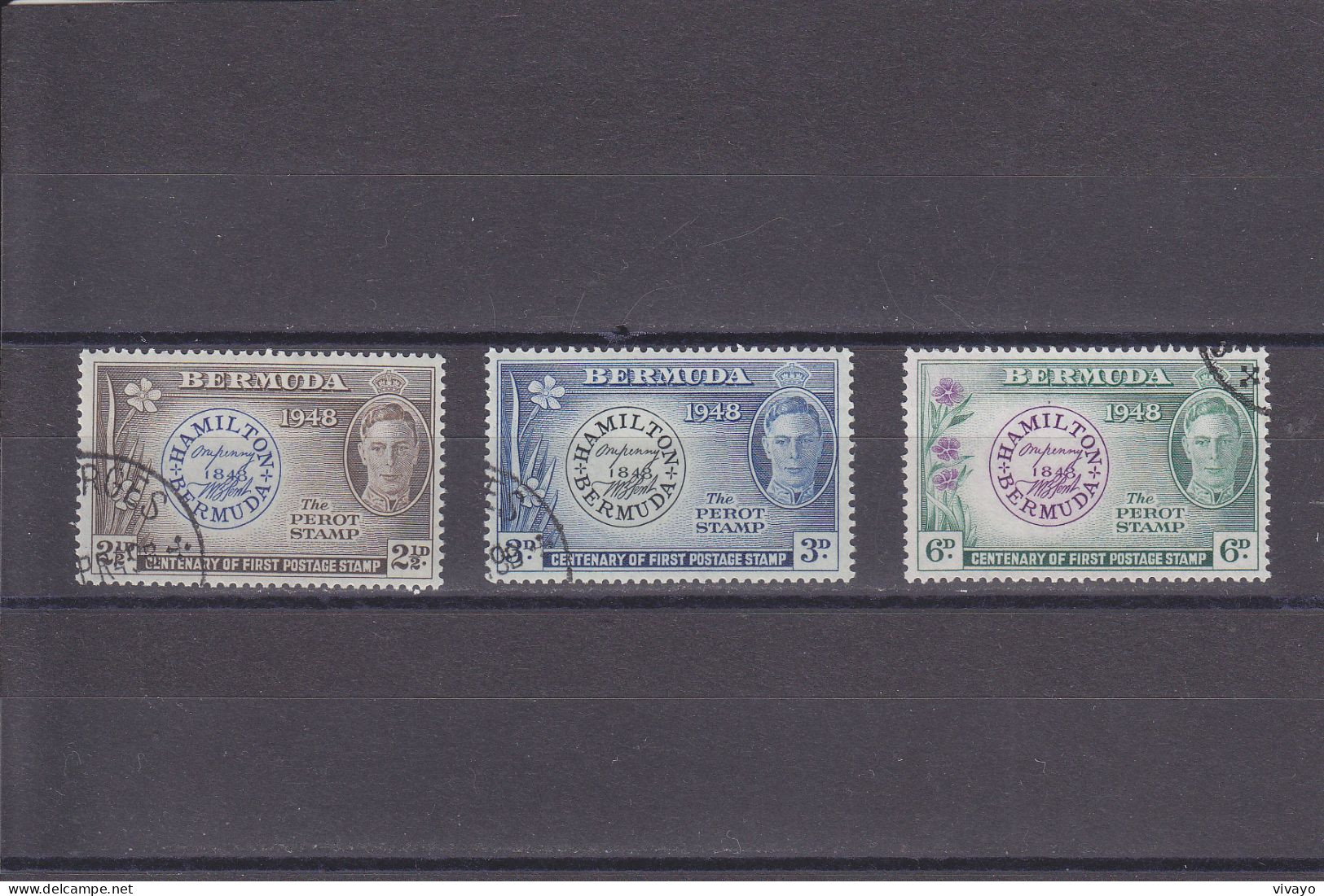 BERMUDA - BERMUDES - 1949 - O / FINE CANCELLED - KGVI - 100TH ANNIV. BERMUDA STAMPS - FLOWERS  Yv. 125/7 Mi 122/4 - Bermuda