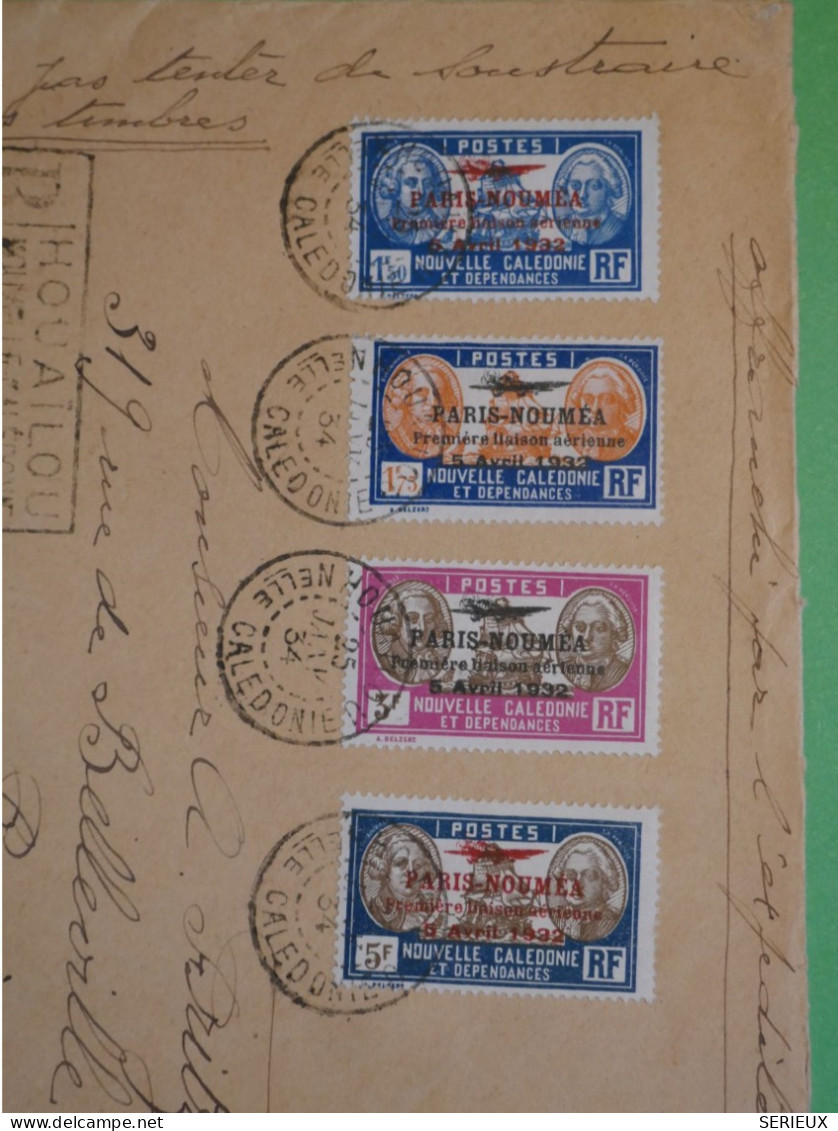 BV4 NOUVELLE CALEDONIE  BELLE  LETTRE RECO 1935   HOUALIOU A PARIS FRANCE  ++AFF.INTERESSANT+ - Covers & Documents