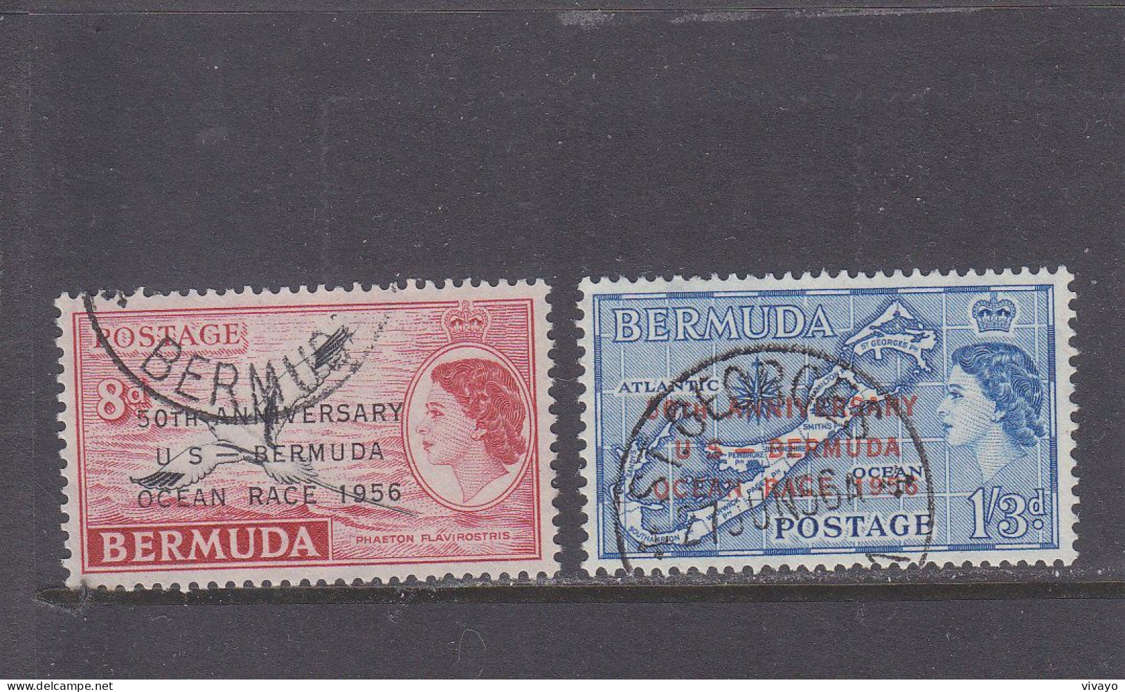 BERMUDA - BERMUDES - 1956 - O / FINE CANCELLED - QEII - OCEAN RACE OVERPRINT   Yv. 152/153   Mi. 151/152 - Bermuda