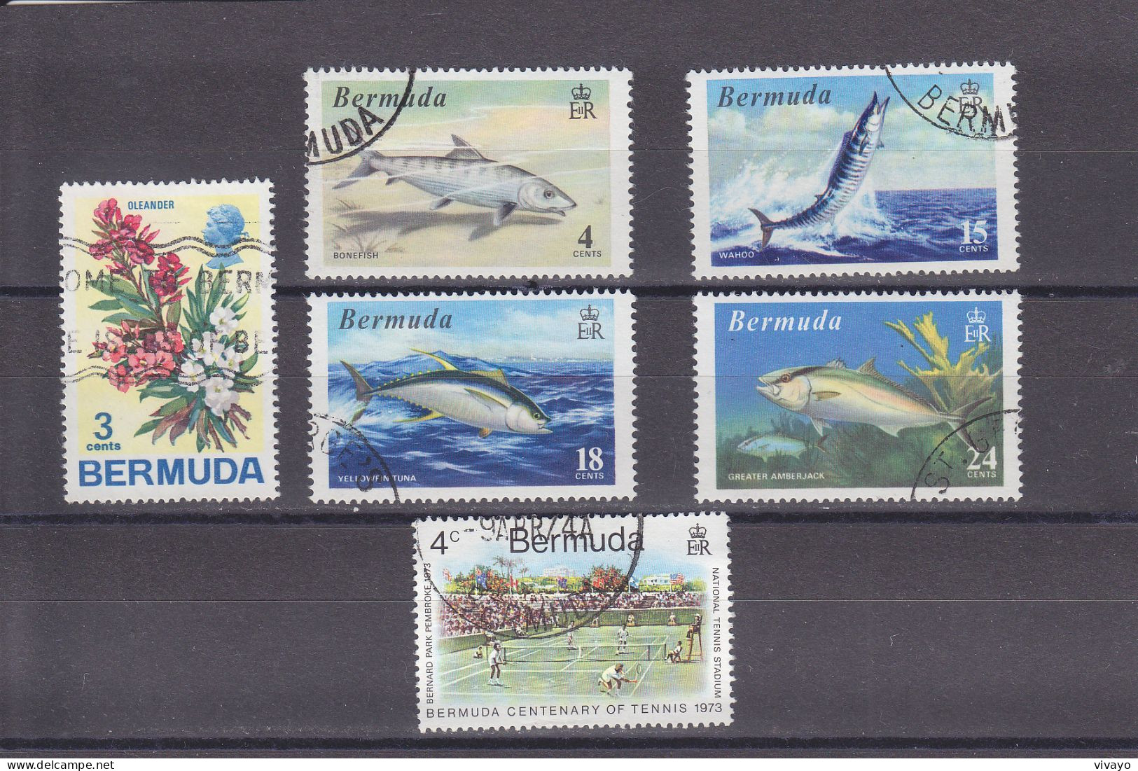 BERMUDA - BERMUDES - 1970/1973 - O / FINE CANCELLED - FLOWERS, WORD RECORDS FISHING, TENNIS - Bermuda