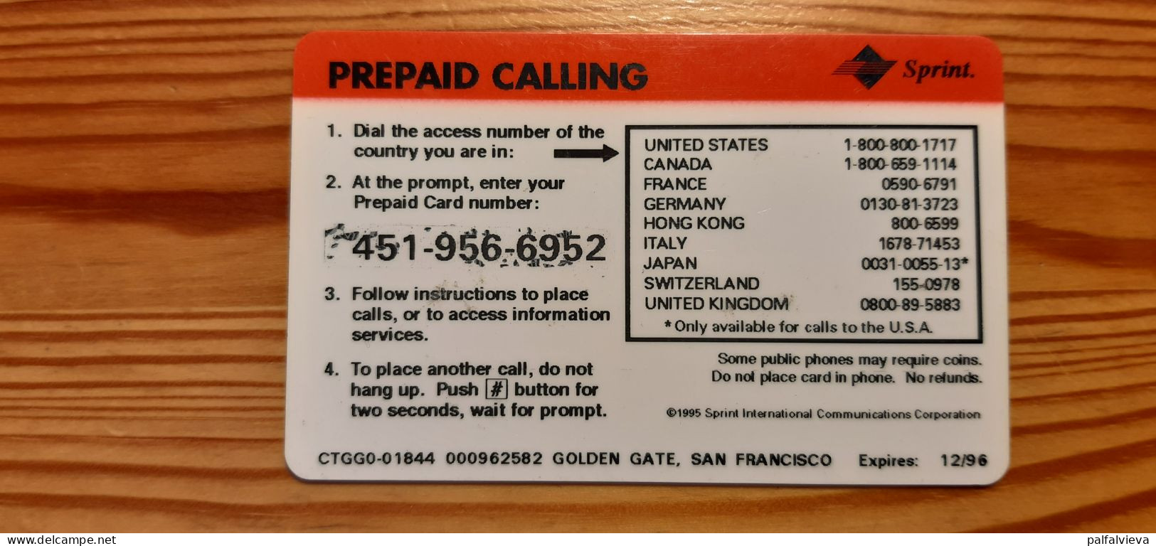 Prepaid Phonecard USA, Sprint - Golden Gate Bridge, San Francisco - Sprint