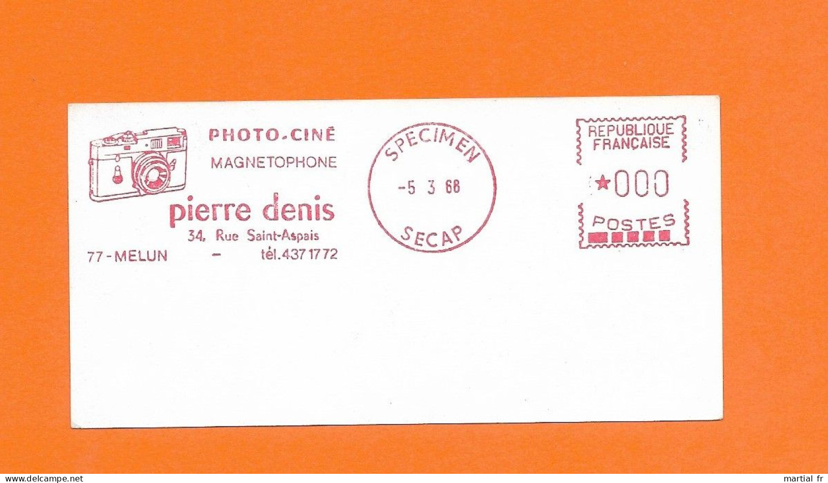 EMA SPECIMEN SECAP APPAREIL PHOTO FOTO APPARAT Objectif CINE CINEMA KINO MOVIE SAINT ASPAIS MELUN PIERRE DENIS 1968 - Fotografie