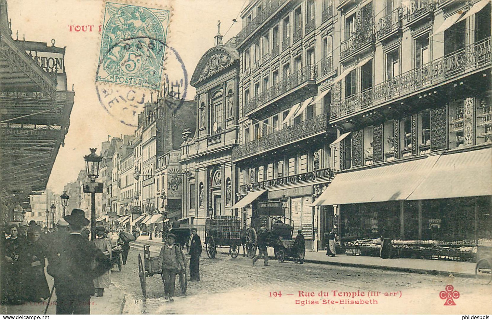 PARIS 3eme Arrondissement   TOUT PARIS   Rue Du Temple églises Ste Elisabeth - Paris (03)