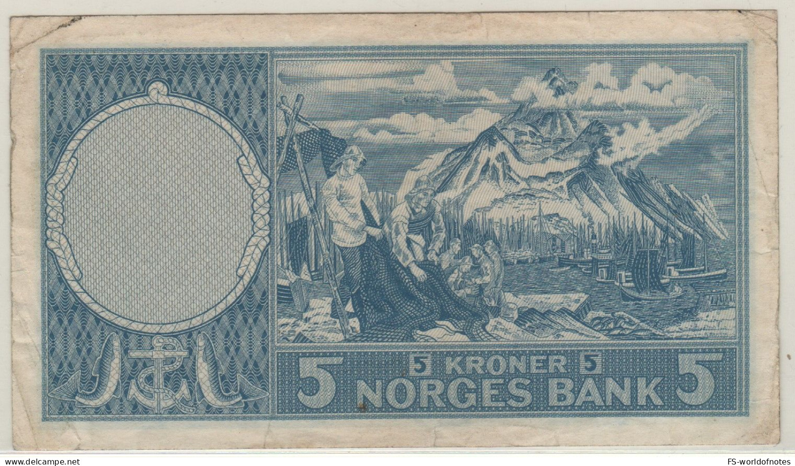 NORWAY  5 Kroner   P30a   Dated  1955  ( Fridtjof Nansen  +  Fishery At Back ) - Norvège