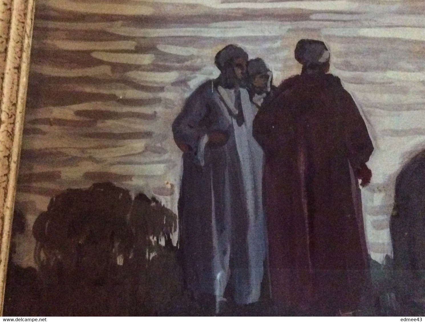 Très Belle Gouache D'Azouaou Mammeri (1880-1954)," Le Plus Marocain Des Peintres Algériens", Scène Au Maroc - Tempere