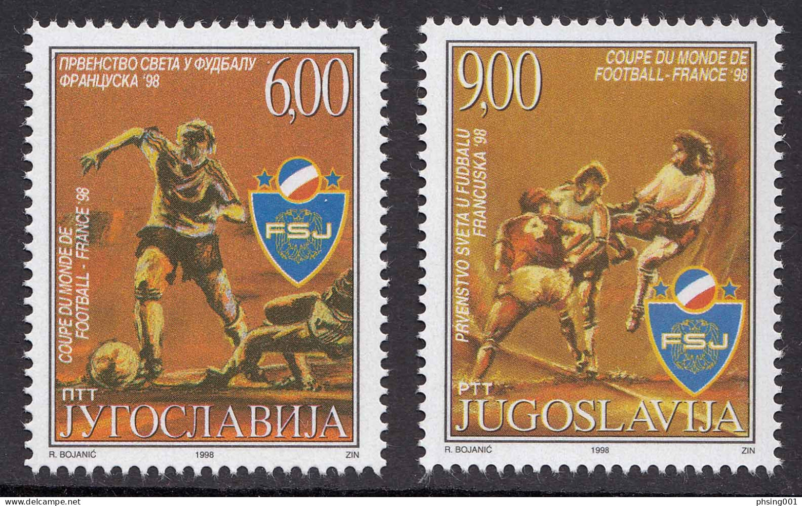 Yugoslavia 1998, Europa Horses Trains FIFA France Soccer Flags Sailing ships Sports, Complete Year, MNH