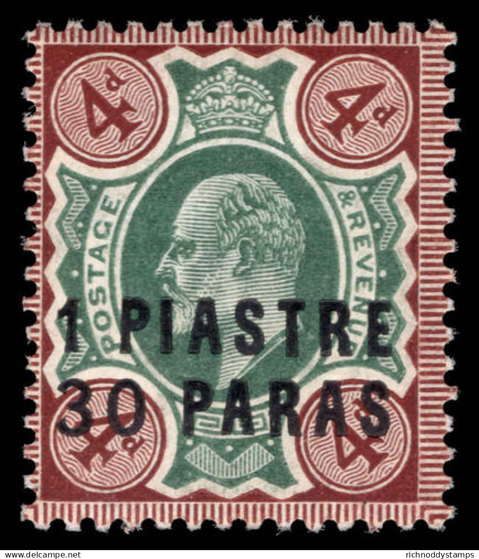 British Levant 1909 1pi30 On 4d Green And Chocolate-brown Lightly Mounted Mint. - Levante Britannico