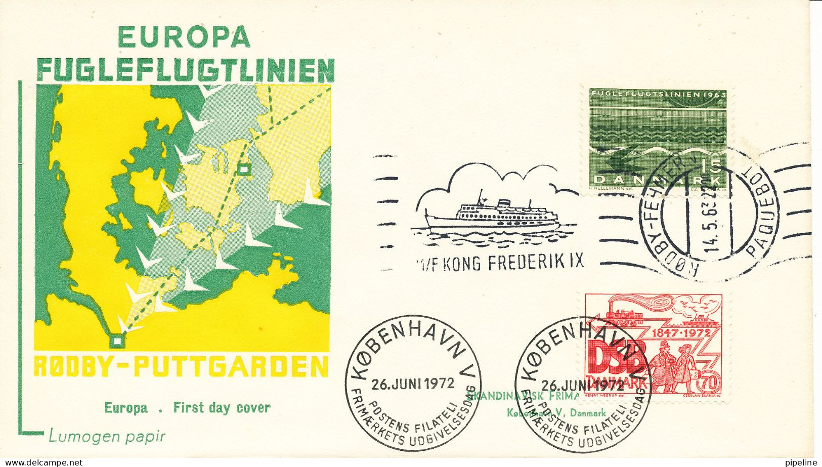 Denmark Cover Bee-Line Paquebot Rödby - Fehmern 14-5-1963 And Train Stamp FDC 26-6-1972 - Storia Postale