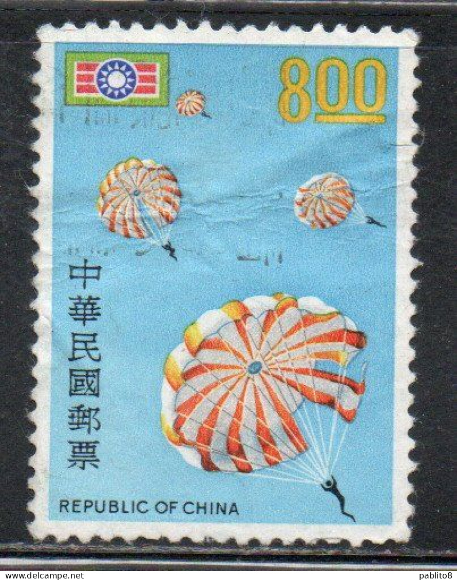 CHINA REPUBLIC CINA TAIWAN FORMOSA 1972 YOUTH CORPS EMBLEM PARACHUTE JUMPING 8$ USED USATO OBLITERE' - Usati