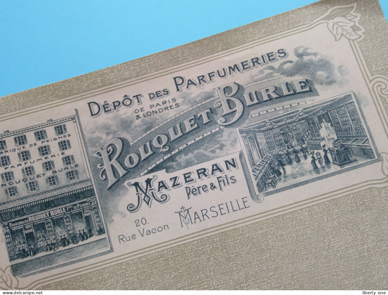 Dépôt Des PARFUMERIES De Paris & Londres ROUQUET BURLE - MAZERAN Père & Fils MARSEILLE Rue Vacon ( Voir SCAN ) Enveloppe - Accessories