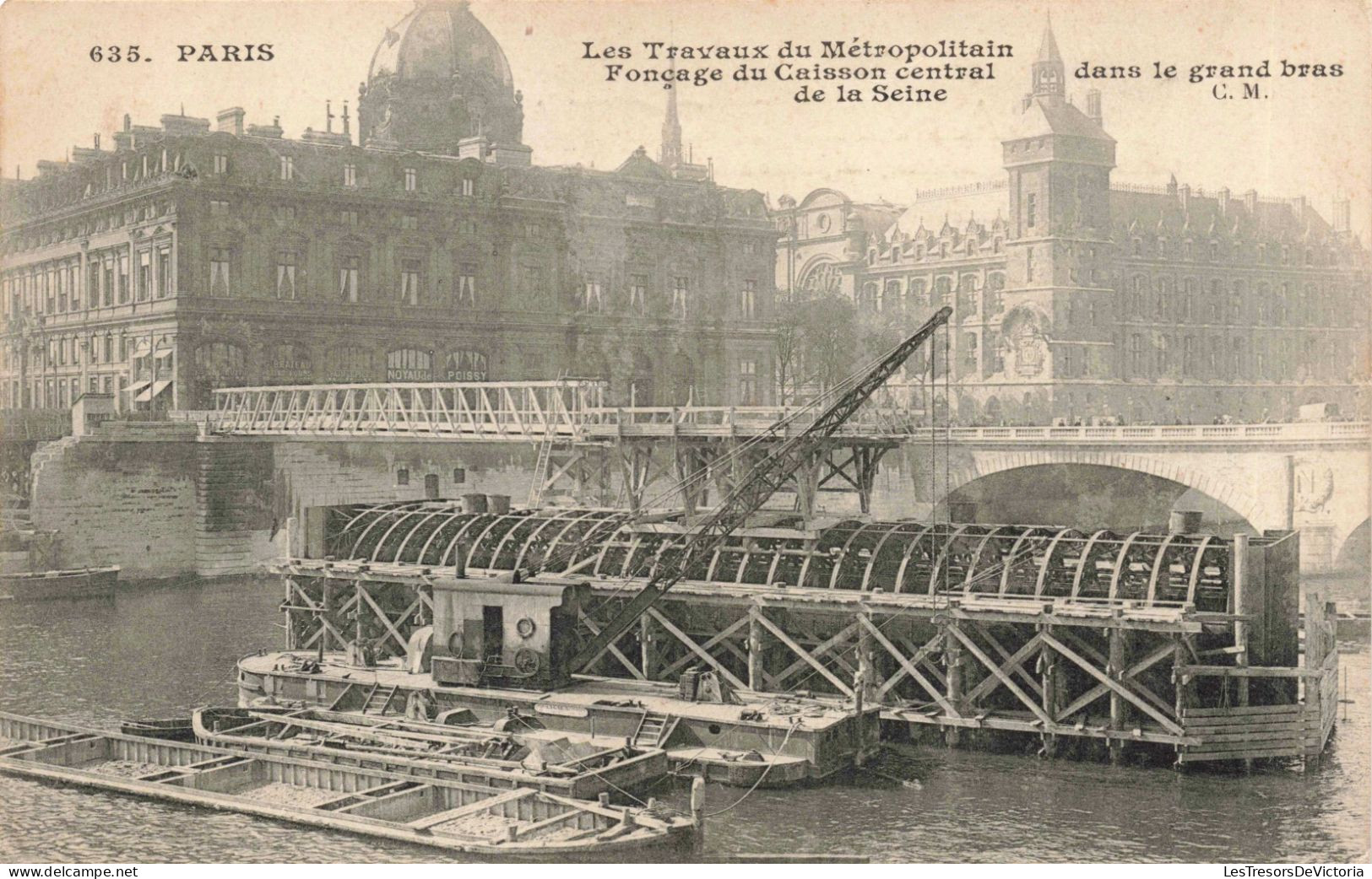 FRANCE - Paris - Les Travaux Du Métropolitain - Fonçage Du Caisson Central De La Seine - C.M. - Carte Postale Ancienne - Autres Monuments, édifices