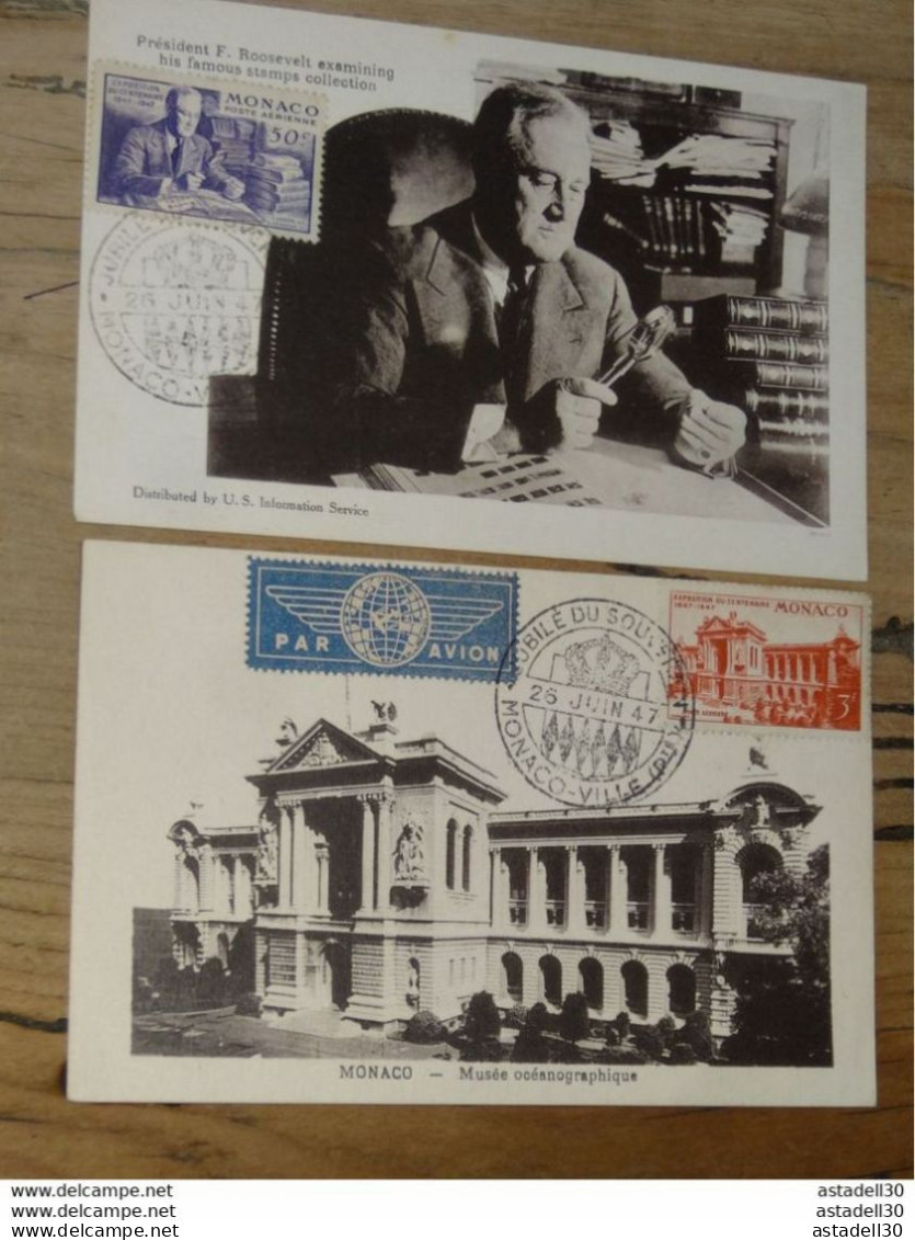 2 CPA Avec Cachet Jubilé Du Souverrain A MONACO - 1947 ............ Q-11044a - Storia Postale