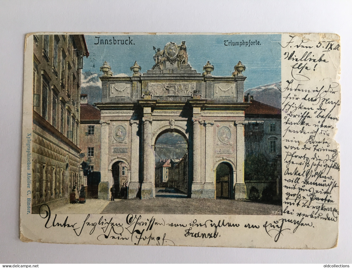 Tirol Innsbruck Triumphsforte Arch Of Triumpf Arc De Triomphe Triumpfbogen Litho Verlag C. Binder Landshut 1900  - Innsbruck