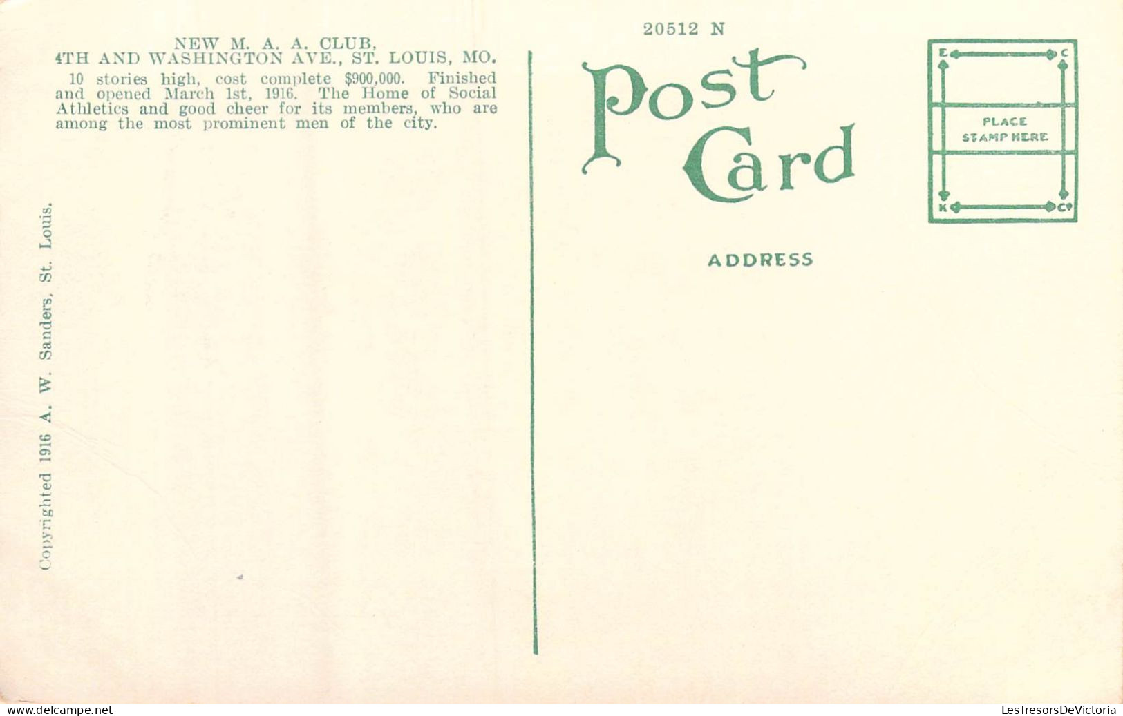ETATS-UNIS - Missouri - St Louis - Missouri Athletic Association - Carte Postale Ancienne - St Louis – Missouri