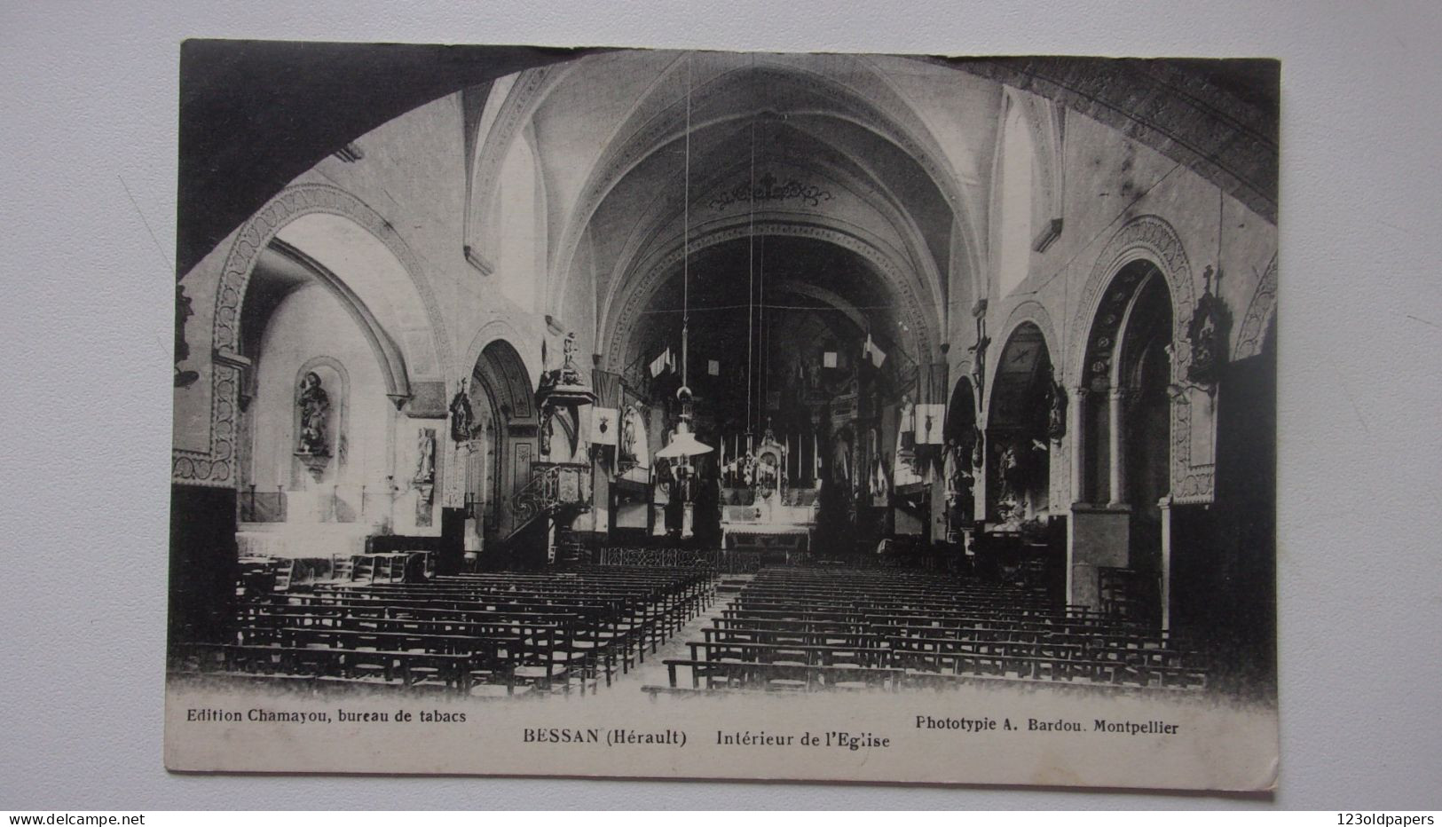 34 BESSAN  INTERIEUR DE L EGLISE    1917 - Other & Unclassified