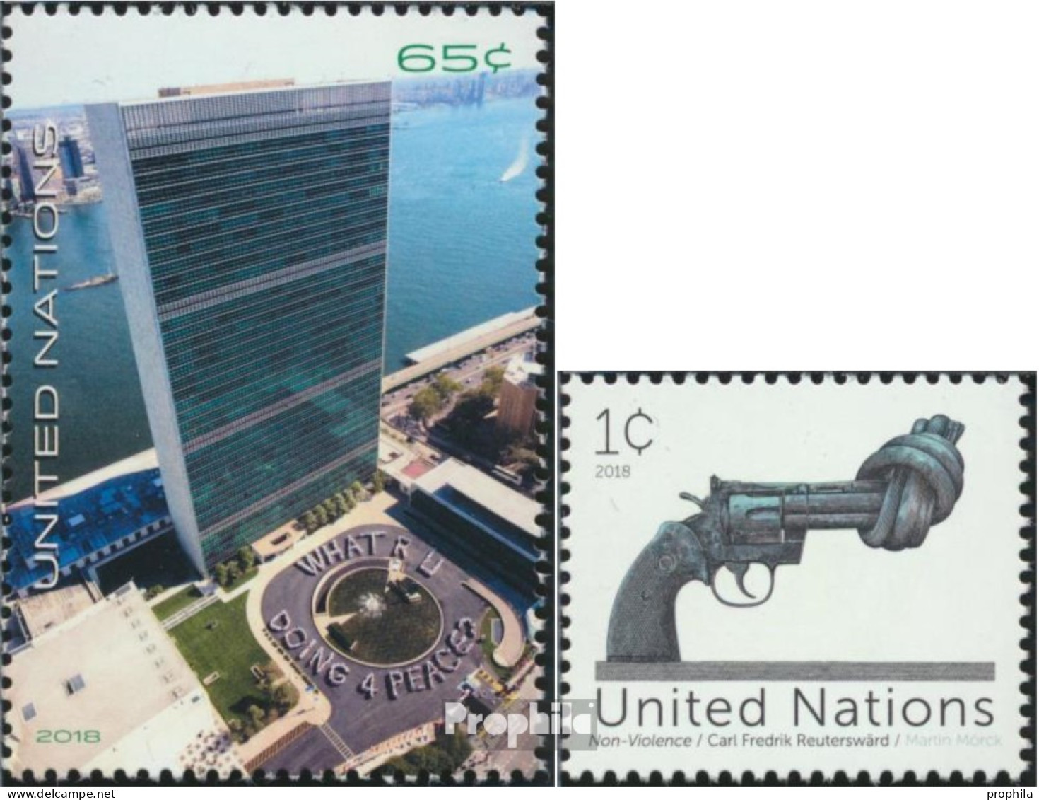 UNO - New York 1660,1695 (kompl.Ausg.) Postfrisch 2018 UN Kampagne Frieden, Non-Violence - Neufs