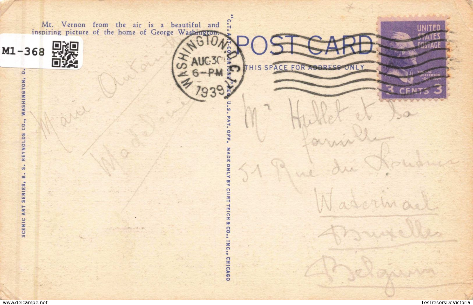 ETATS-UNIS - Virginia - Washington Estate, Mount Vernon - Colorisé - Carte Postale Ancienne - Autres & Non Classés