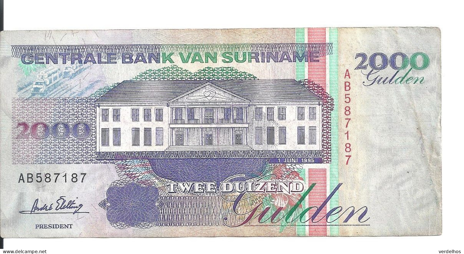 SURINAME 2000 GULDEN 1995 VF P 142 - Surinam