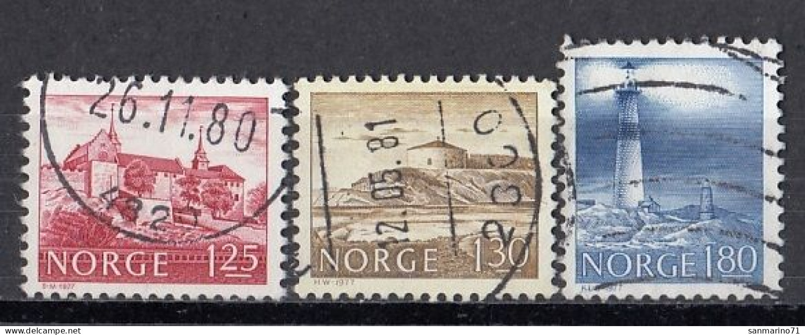 NORWAY 739-741,used,falc Hinged,lighthouses - Gebraucht