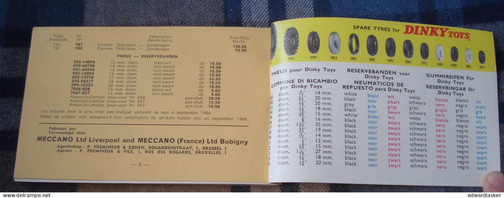 Catalogue Original DINKY TOYS 1966 - 1re édition - Voitures Miniatures - Belgique - Catalogues & Prospectus